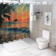 thumbnail image 7 of Orinice Sunset Palm Tree Beach Bathroom Decor Set, Colorful Luxurious Graphic Print Polyester Fabric Shower Curtain Set with Hooks 36x72, 7 of 7
