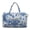 Blue Peacock Peony, variant on Aztec Tribal Eagle Geometric Print Women Quilted Travel Duffle Bag Duffel Overnight Bags Large Carry on Tote Bag Weekender Traveling Yoga Gym Hospital Bag