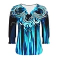 thumbnail image 4 of cocolona Womens Summer V Neck 3/4 Sleeve Tops Dressy Casual Blouses Fashion Casual Loose Cute Print T-shirts Trendy Tops 2025, 4 of 5