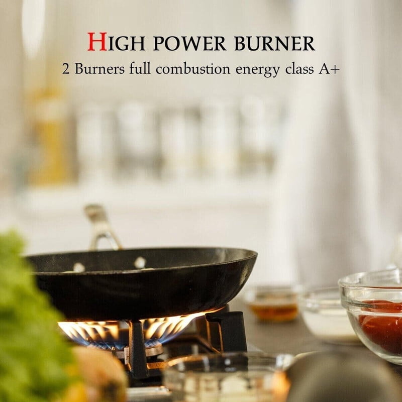 GD 12 in. 2 Burners Recessed Gas Cooktop with Tempered Glass Top, for Dual Fuel LPG/NG, Stainless Steel