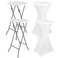 thumbnail image 3 of Porfeet 2 Set 24" High Top Cocktail Table, Folding Round Bar Height Table with Black Spandex Stretch Table Covers, Tall Bistro Table for Parties, Patio, Backyard, Dining, Wedding,White, 3 of 13
