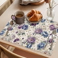 thumbnail image 3 of Farmhouse Flowers Placemats Set of 12 Botanical Purple Blue Floral Plants Place Mats Indoor Wipeable Table Mats Washable Cloth Dining Table Placemats for Kitchen Holiday Party Home Decor 13x19 Inch, 3 of 9