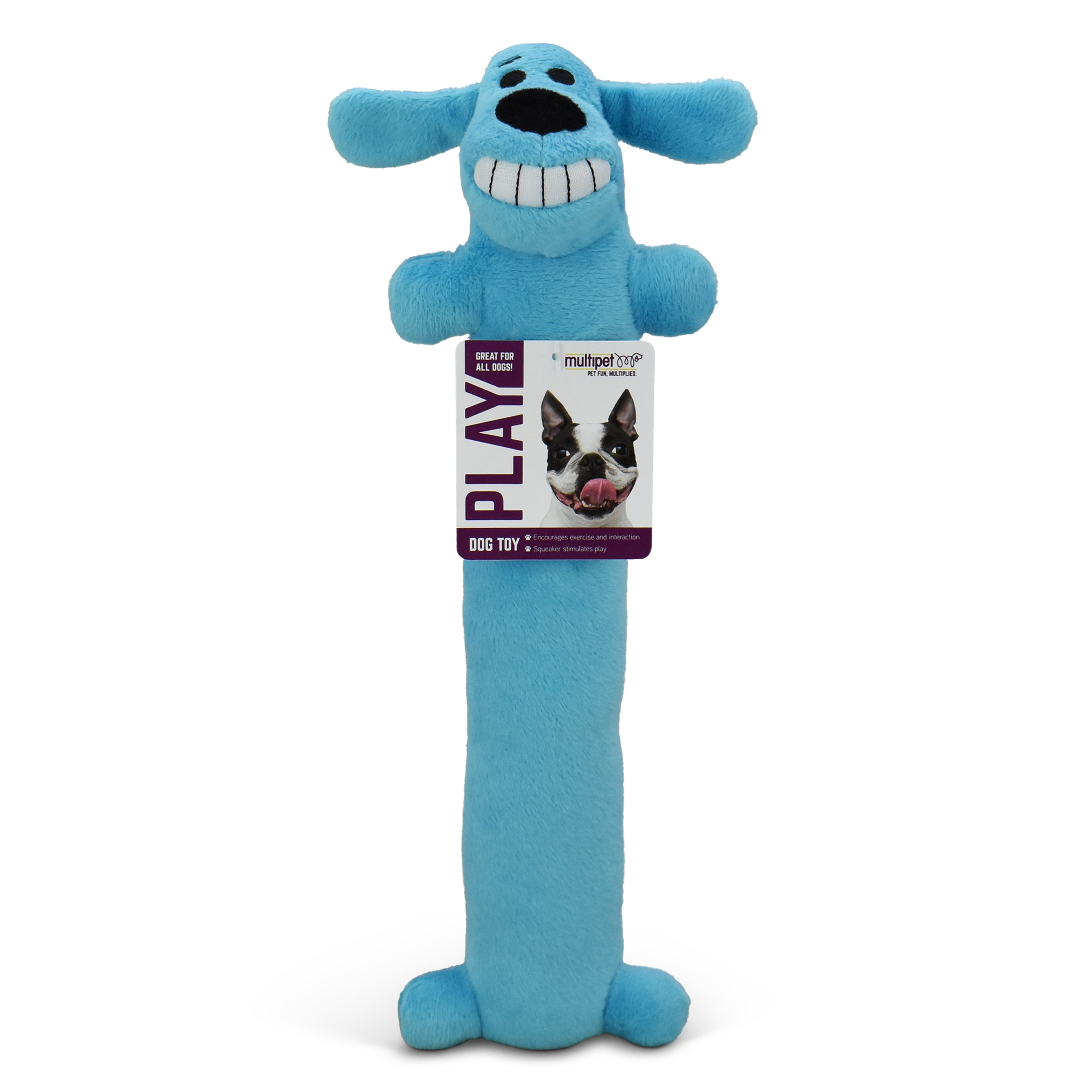 (2 pack) Multipet Plush Smiling Dog Toy with Squeaker, Medium Size