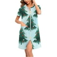 thumbnail image 2 of Long Nighties For Women Christmas Zip Dressing Gowns Lightweight Bathrobes Summer Pyjamas Short Sleeve Nightdresses Nightgowns Soft Nighties Nightwear Blue XL, 2 of 7