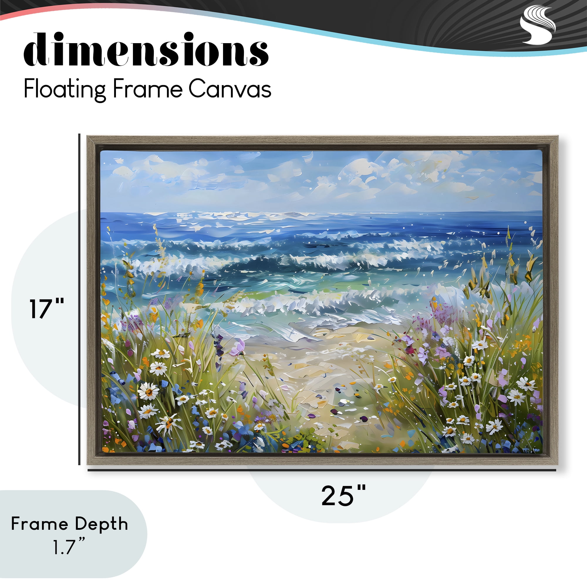 Stupell Industries Floral Beach Meadow by Ocean Brown Framed Floater Canvas Wall Art, design by Creative Studio