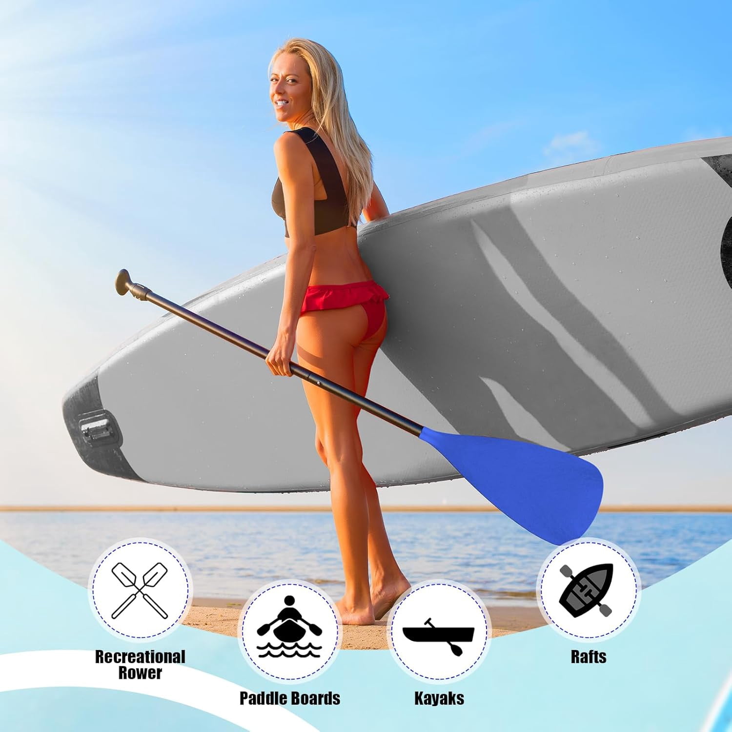 Adjustable Detachable Stand Up Paddle Board Oar Set Aluminum Alloy Shaft Kayak Surfing Fishing