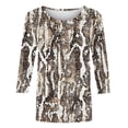 thumbnail image 4 of NTACZA 3/4 Sleeve Women Tops Brown Pullover Snake Print Crew Neck Blouses Ladies Tops and Blouses 3x, 4 of 5