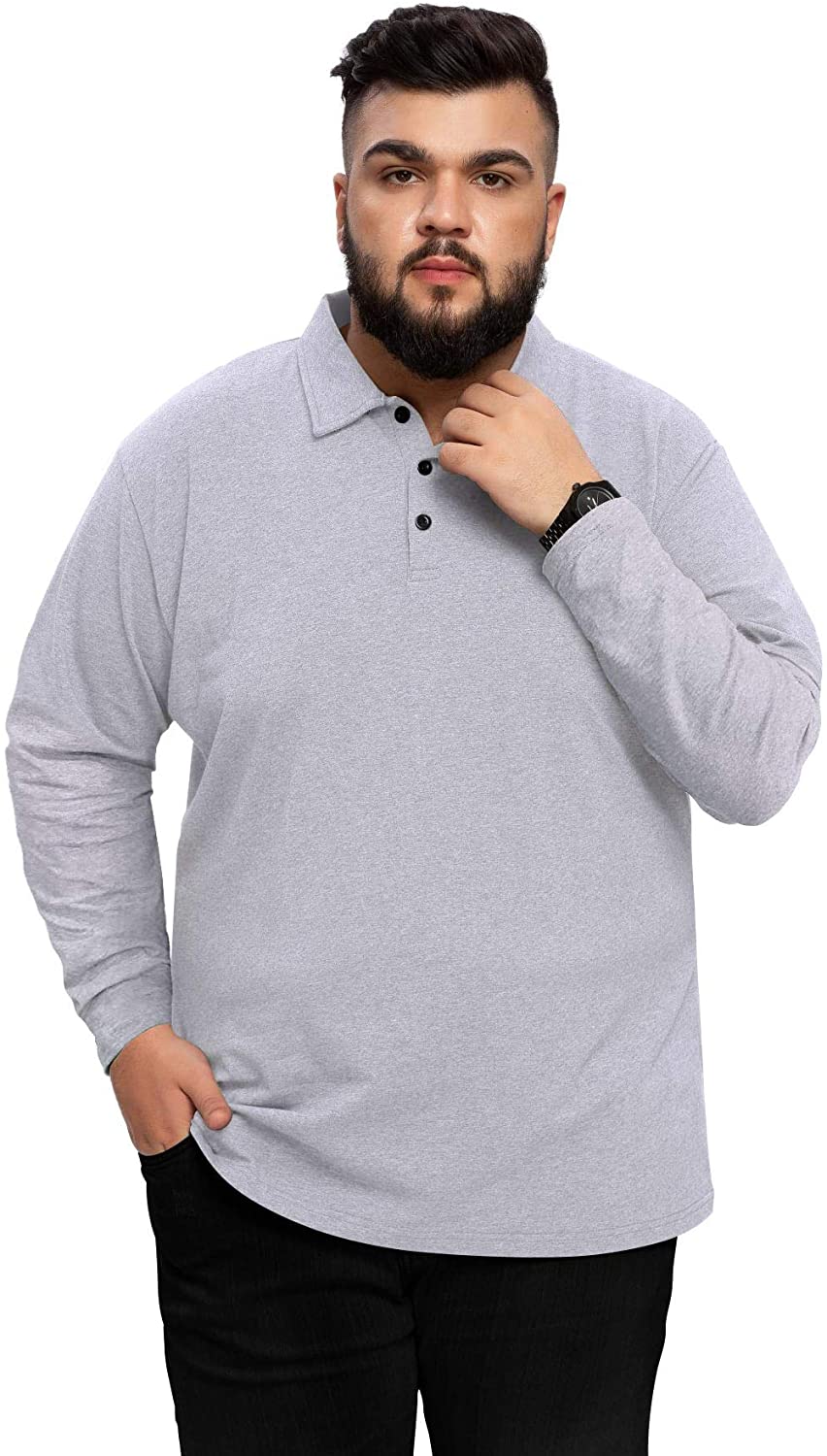 AIYINO Men/'s Big and Tall Short//Long Sleeve Polo Shirt Classic Fit Solid Soft Cotton Shirt