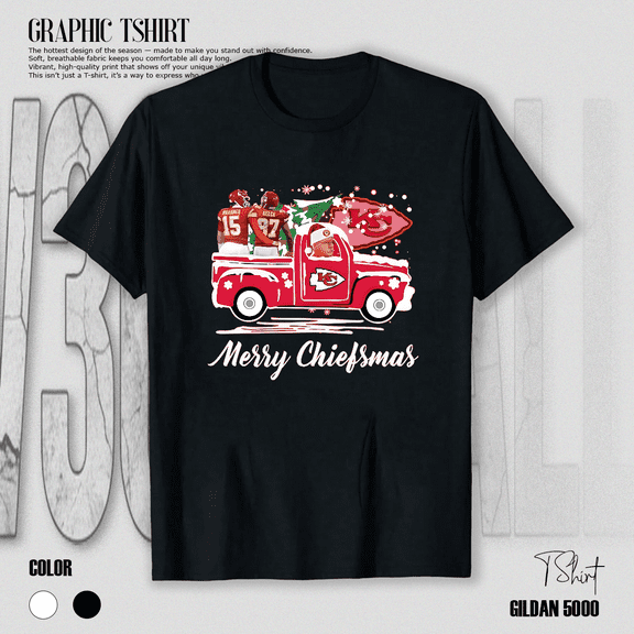 Merry Chiefsmas Red Truck Holiday Football Fan Art Unisex T-Shirt, up to size 5XL