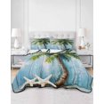 thumbnail image 3 of Coastal Beach Tree Twin XL Size Down Alternative Comforter,Lightweight Comforter Quilt Bedding Set with Pillow Shams Ocean Tropical Palm Starfish Blue Green Bed Comforter Duvet Insert 68"x98", 3 of 7