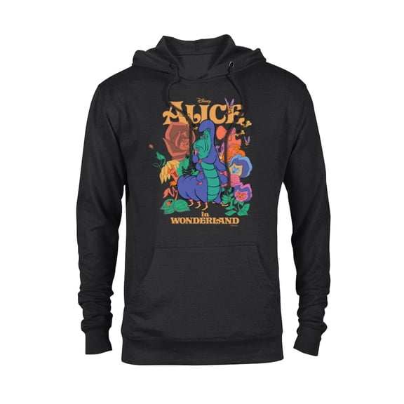 Disney Alice in Wonderland Caterpillar and Flowers Vintage - Pullover Hoodie for Adults - Customized-Black