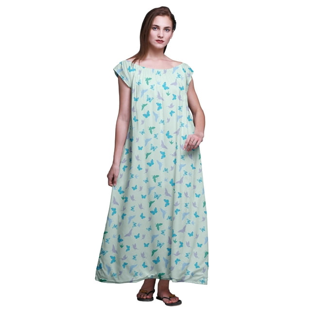 Bimba Robe de Nuit Imprimée pour Femmes en Rayonne Longue Robe de Nuit