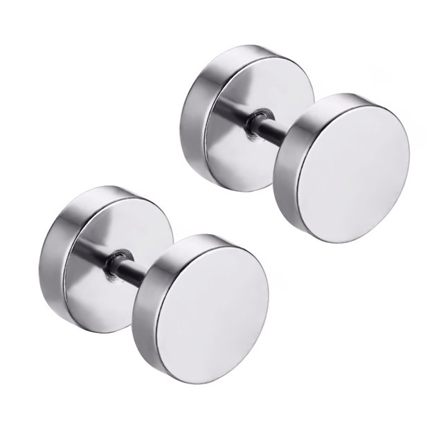 1 Paire de Boucles d'Oreilles Rondes en Acier Inoxydable pour Hommes Boucles d'Oreilles Piercing Clip Mode sur Boucles d'Oreilles Bijoux pour Hommes (Couleur en Acier)