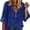 Royal Blue, variant on Women's 3/4 Sleeve Zip Front Blouse Casual V‑Neck Loose Fit Tunic Top