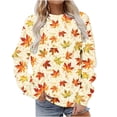 thumbnail image 3 of Jinhomg Fashion Fall Sweat Shirt for Women Trendy Graphic Printed Pullover Tops Lightweight Comfy Long Sleeve Crewneck Sweatshirts Sales Today Clearance Multicolor XL, 3 of 6
