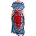 thumbnail image 2 of Sakkas Aggy Womens Dashiki African Print Caftan Dress Maxi Boho Hippie Colorful - Blue / Red - One Size Regular, 2 of 5