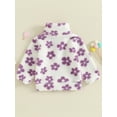 thumbnail image 5 of JYYYBF Toddler Baby Girls Fleece Coat Flower Print Stand Collar Quarter-Zip Pullover Sweatshirt Plush Jacket Winter Warm Outerwear, 5 of 6