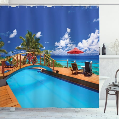 Ambesonne Coastal Shower Curtain  Sea Pool Beach Holiday  69 Wx70 L  Multicolor