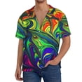thumbnail image 1 of Balery Pride Rainbow Camisa Casual de Manga Corta con Botones para Hombre, Texturizada, Estilo Cubano, para Playa, Verano-X-Large, 1 of 5