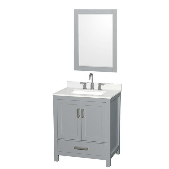 Wyndham Collection Wcs141430s-Qtz-Us3m24 Sheffield 30" Free Standing Single Basin Vanity