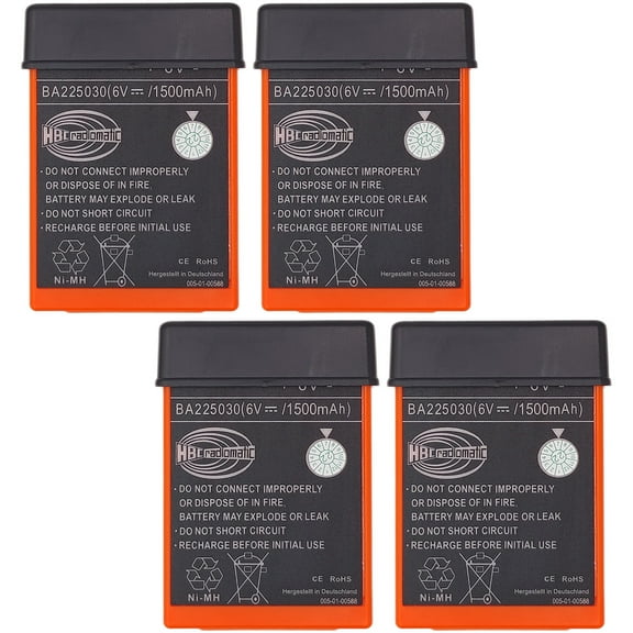 4Pcs 1500mAh BA225030 6V Ni-Mh Battery for HBC Pump Truck Remote Control Battery