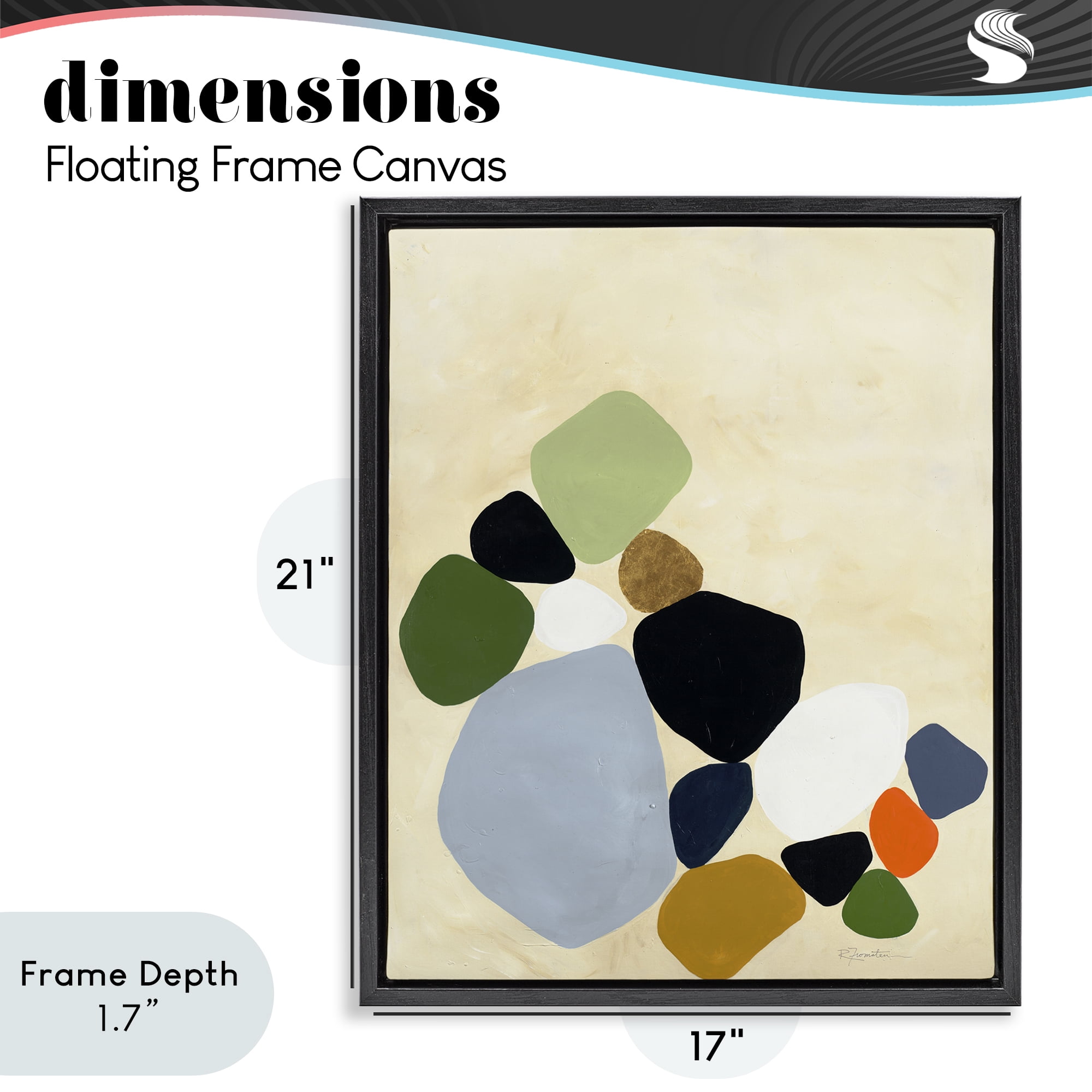 Stupell Industries Balanced Shapes Cluster Black Framed Floater Canvas Wall Art, design by Ruth Fromstein