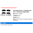 thumbnail image 2 of Front Brake Pad Set - Compatible with 2014 - 2015 Nissan Rogue Select, 2 of 2