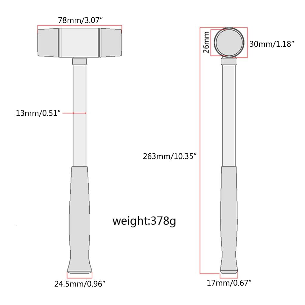 Yihuala 26mm Guitar Fret Hammer Hand Tool Guitar Hammer Double Headed Luthier Tool Rubber Hammer Multipurpose Repairing Tool
