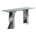thumbnail image 5 of Geometric Clear Glass Coffee + End + Console Set with Silver Stainless Steel, 5 of 5