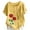 Yellow, variant on Vmvidoty 2026 Women's Spring And Summer Round Neck Rose Print Short Sleeve Casual Fashion Button T-Shirt Pink S