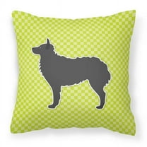 Croatian Sheepdog Checkerboard Green Fabric Decorative Pillow