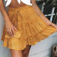 thumbnail image 2 of JINMGG Womens Plus Size Clearance $5 Women Summer Casual Bohe High Waist Ruffled Floral Print Beach Short Skirt Yellow M, 2 of 8