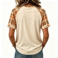 thumbnail image 3 of EANJE Halloween Shirts for Women Cute Ghost Shirt Fall Pumpkin T-Shirt Ghost Pumpkin Graphic Tees Casual Plaid Splice Short Sleeve Tops Beige 3XL, 3 of 5