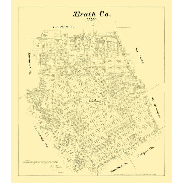 Erath County Texas - Walsh 1879 - 23 x 26.21 - Walmart.com - Walmart.com