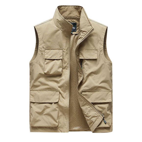 Cameland Men's Casual Outdoor Work Fishing Travel Photo Cargo Vest Jacket Multi Pockets, Mens Vests Outerwear