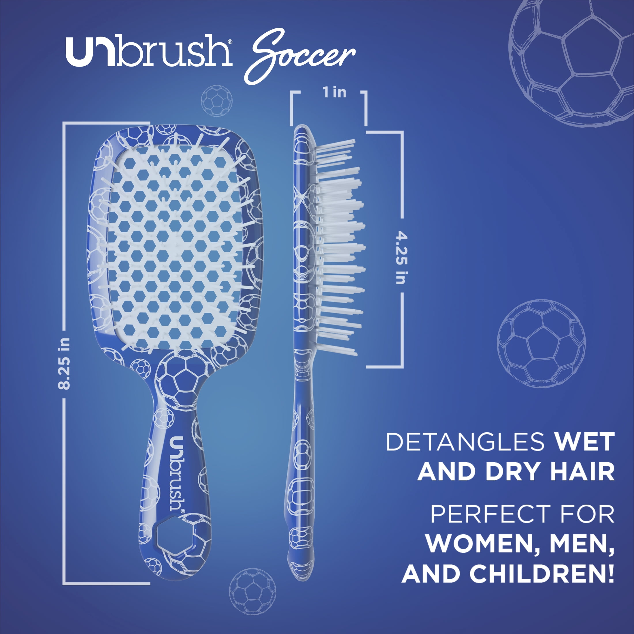 FHI Heat UNbrush Soccer Detangling Hair Brush for All Hair Types, Blue