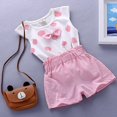thumbnail image 1 of Conjunto de ropa informal con pantalones cortos y camiseta con lazo para bebé y niña, 1 of 2