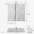 31/2 in Square Corner Door Hinge, 6 Pack Squeak Proof Indoor Interior