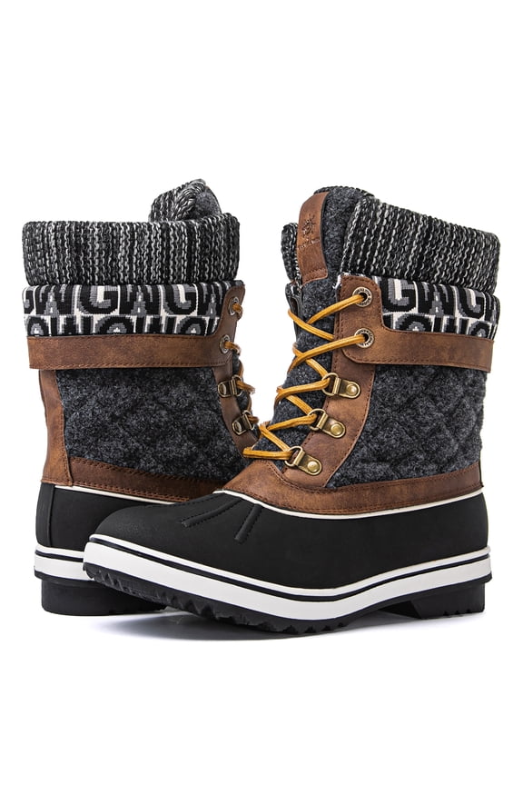 GLOBALWIN Snow Boots For Women Brown/Prints Women's Winter Boots 8M