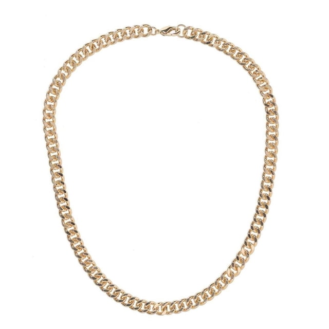 Fabric Metal Curb Chain Necklace