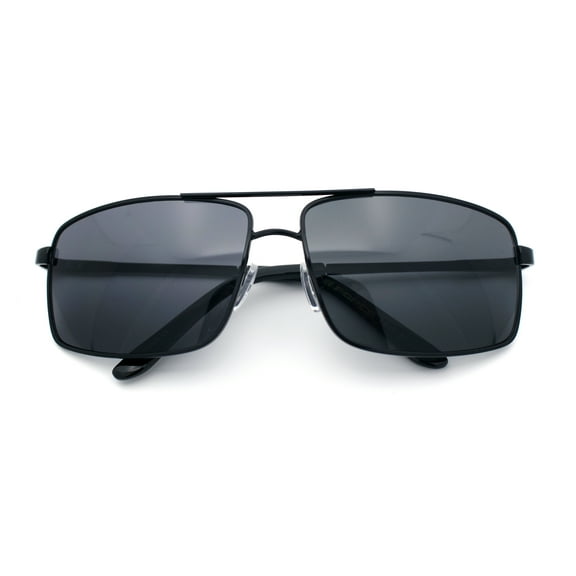 True Dad Shade Manly Rectangle Air Force Navigating Officer Metal Sunglasses [All Black]