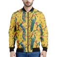thumbnail image 3 of Chaqueta con cremallera y estampado de plumas de pavo real para hombre, moda floral 3D, mangas largas, informal, holgada, chaqueta, abrigo, ropa de calle, 3 of 5