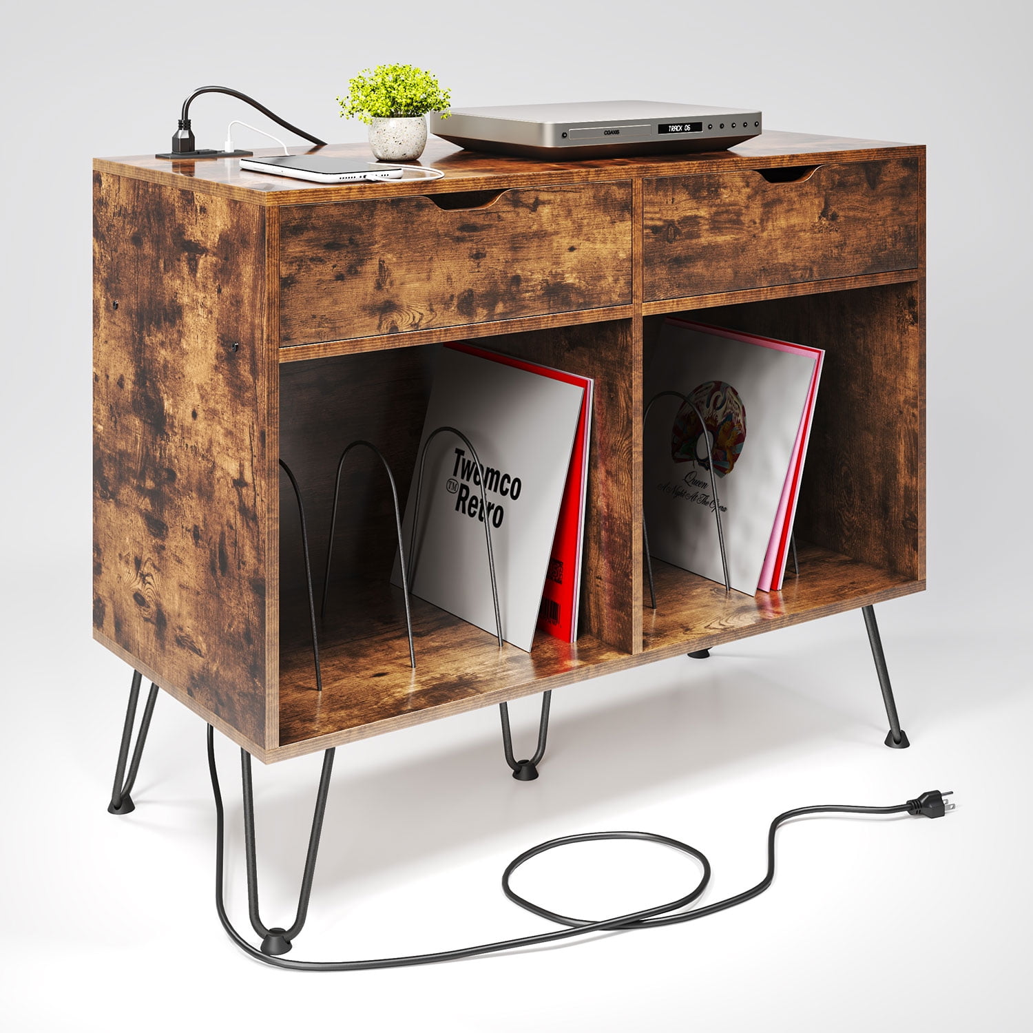 Buy TCHOMENY Record Player Stand, Double Wide Turntable Stand with