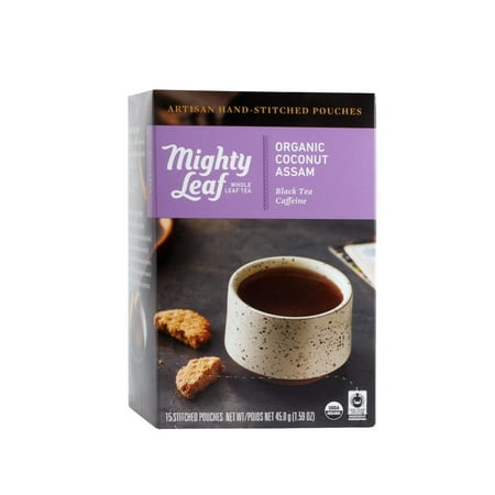 - Mighty Leaf, Organic Coconut Assam Stitched Tea Bags, 15 ct
