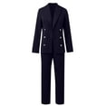 thumbnail image 5 of Wyobmus Womens Suits Dressy 2 Piece Business Casual Outfits Long Sleeve Double-Breasted Blazer Matching High Waist Dress Pants Navy, 5 of 6