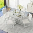 thumbnail image 4 of 5-Piece Retro Functional Dining Set, 1 Extendable Table With A 16-inch Leaf And 4 Upholstered Chairs For Dining Room And Kitchen (Antique White), 4 of 22