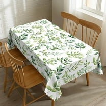 Green Leaves Tablecloth Watercolor Aesthetic Leaves Rectangle Tablecloth Plants Botanical Foliage Style Table Cover 60×84 Inch Washable Table Cloth for Kitchen Dining Room Party