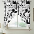 thumbnail image 2 of Paris Tower Swag Curtains for Kitchen/Bedroom/Living Room, Vintage Architectural Hand-Painted Aesthetic Scalloped Curtains 63 Inch Long, Window Swag Topper Curtains Valances 2 Panels Set 36"x63", 2 of 8