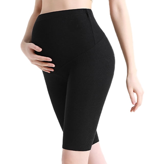 Leggings suaves de cinco puntos para mujeres embarazadas, cintura alta, pantalones de montar