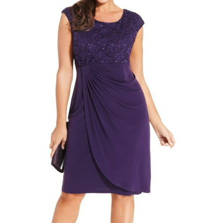 Connected Apparel - Connected Apparel NEW Purple Sequined Lace Womens ...